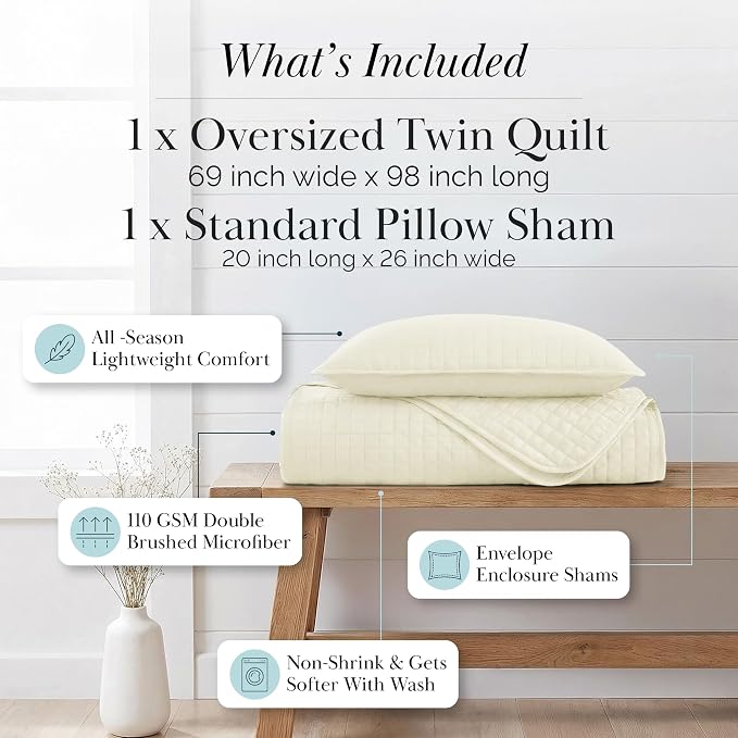 Southshore Fine Living, Inc. Twin XL Quilt Bedding Set, Soft Brushed Microfiber - Image 2