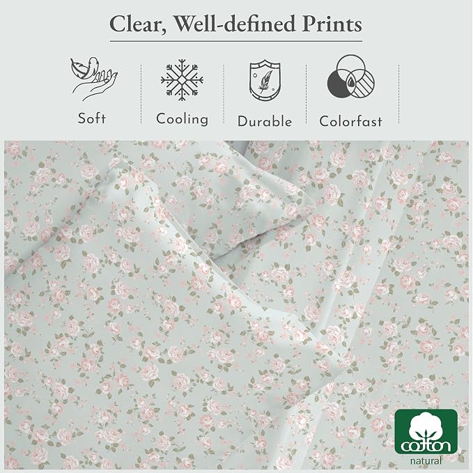 California Design Den Sheet Set Rose King Size Bed Sheets, Deep Pocket King - Image 5