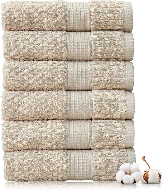 NY Loft 100% Cotton Hand Towel 6 Pack Hand Towel Set | Super Soft & Absorbent by NYLoft