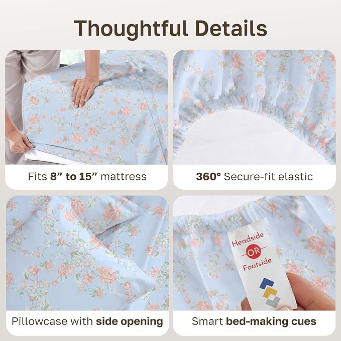 California Design Den Soft 100% Cotton Bed Sheets Twin Size Set, 400 Thread - Image 5