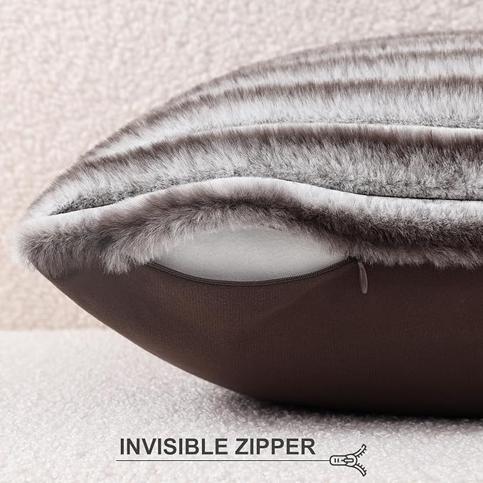 Pallene Faux Fur Plush Lumbar Throw Pillow Covers 12x20 Set of 2, Luxury Soft - Image 3