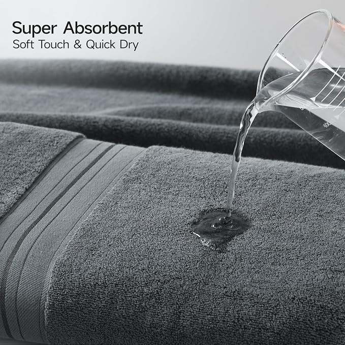 REDKISS 100% Cotton Bath Towels Set of 4, Extra Large Bath Sheets 27 X 59 Inches - Image 3