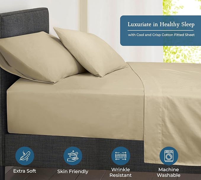 Royale Linens 400 Thread Count 100% American Grown Cotton Fitted Sheet Full Size - Image 3