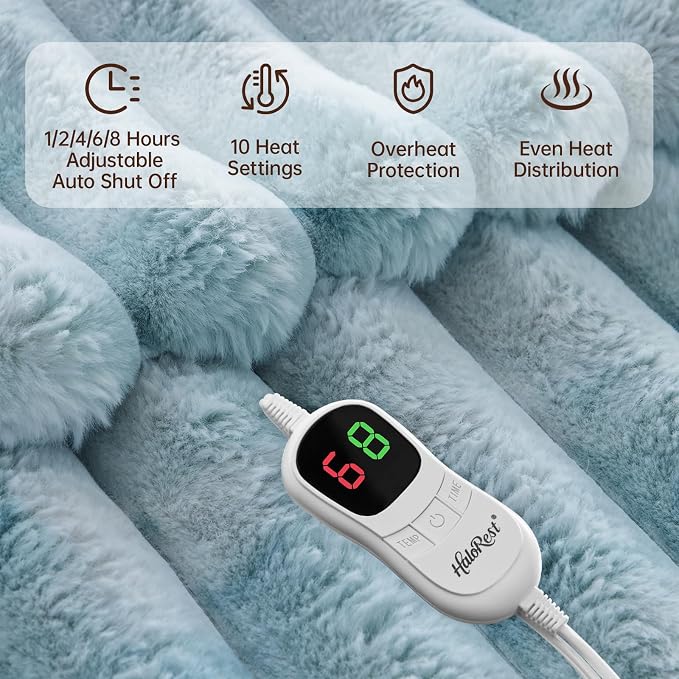 Heated Throw Blanket, Faux Fur Cozy Heating Blanket - Image 3