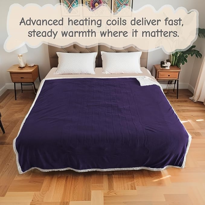 Electric Heated Blanket Full Size 72"x84", Soft Flannel - Image 8