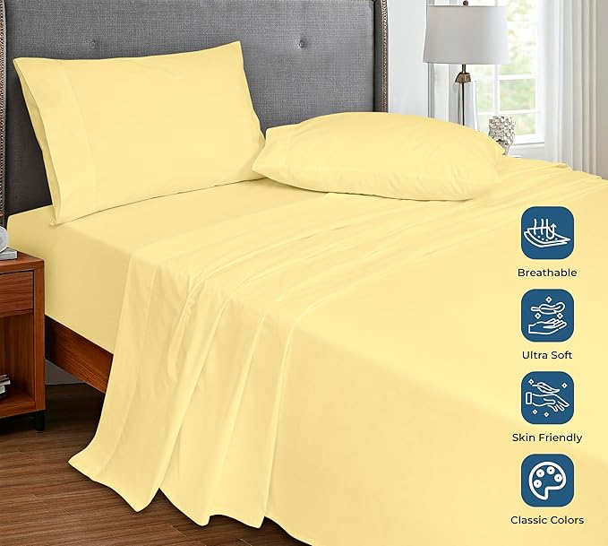 Royale Linens 100% Organic Cotton Twin Flat Sheet Only - Image 4