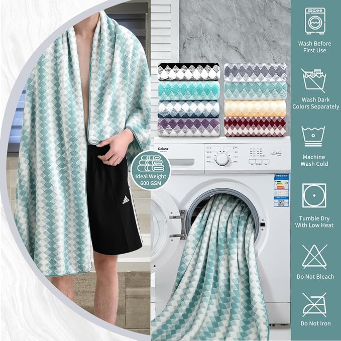4 Piece Bath Towel Set Oversized Bath Sheet 35"x70" Bathroom Towel Extra Large - Image 3