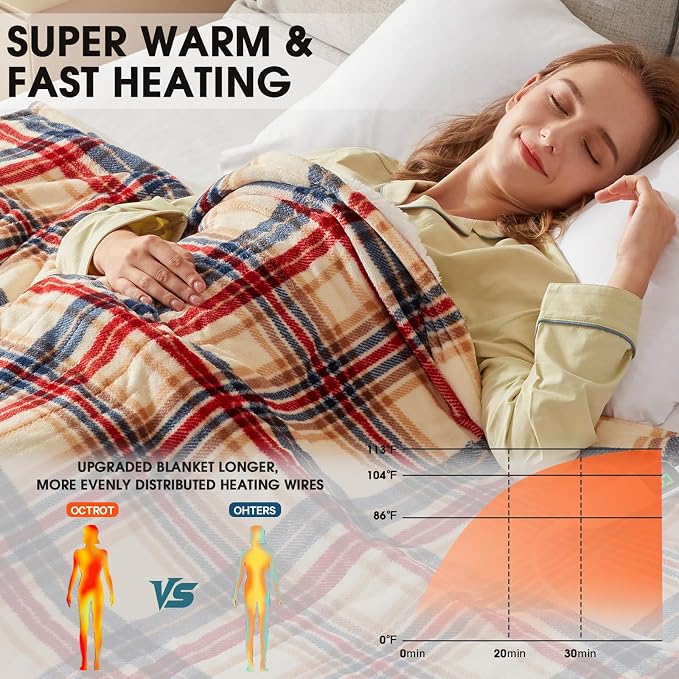 OCTROT Heated Blanket Electric, Twin Size 62X84, Heating Blanket - Image 2