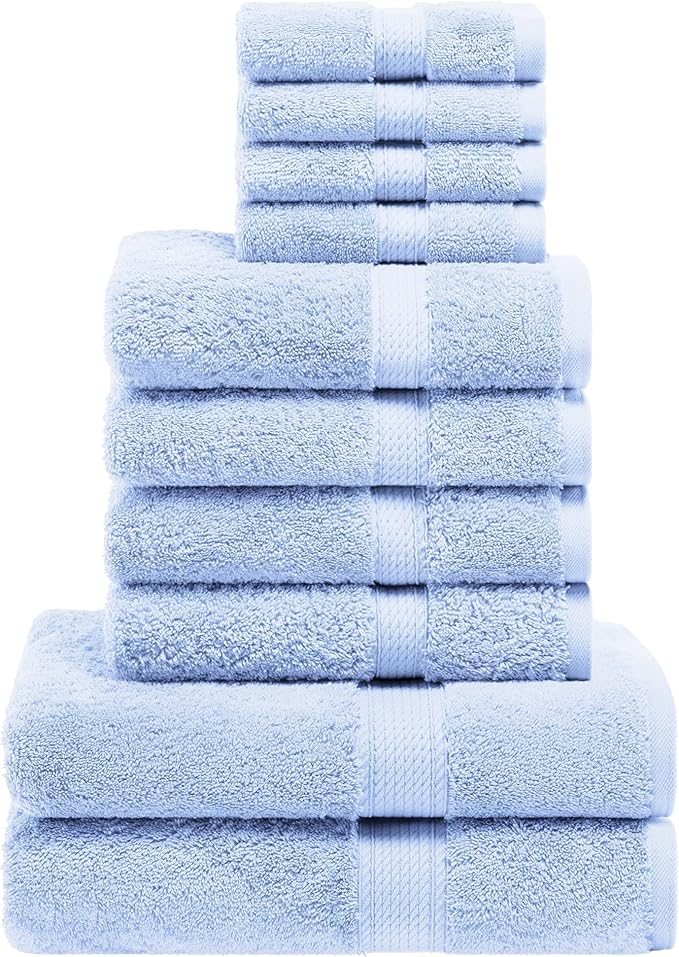 SUPERIOR Egyptian Cotton Pile 10 Piece Towel Set, Includes 2 Bath, 4 Hand - Image 2