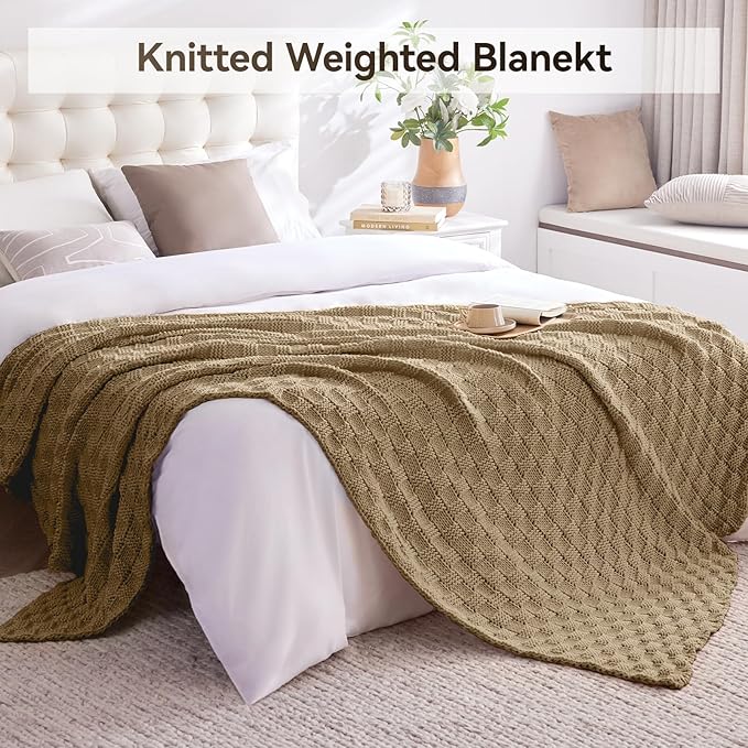 Knitted Weighted Blanket for Adult, No Beads Heavy Blanket 60” x 80'' 12lbs - Image 6