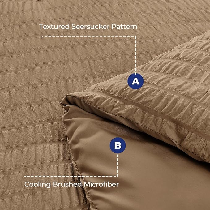 HYMOKEGE Brown King Size Comforter Set Seersucker 7 Pieces, All Season Luxury - Image 4