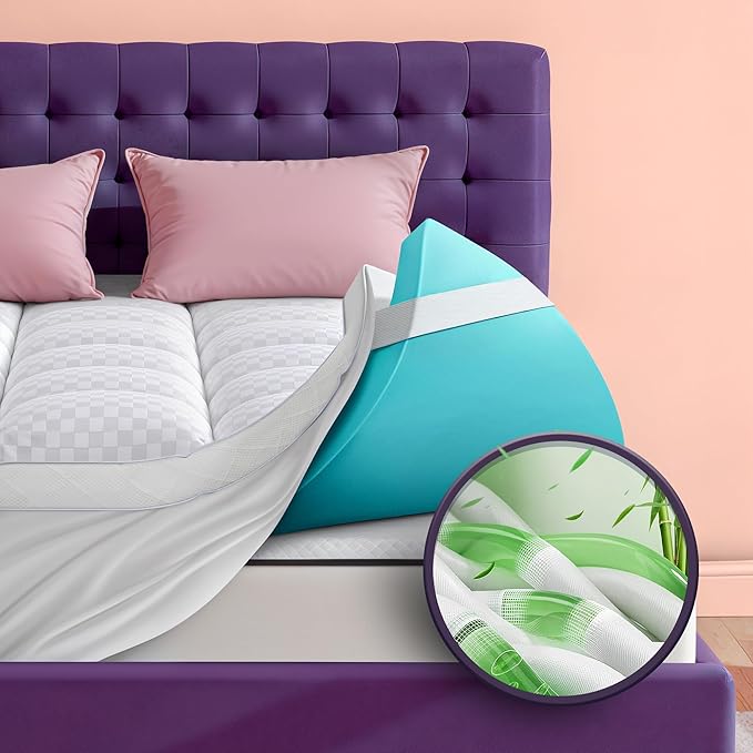 Dual Layer 4 Inch Memory Foam Mattress Topper by Biteany