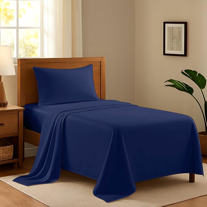 100% Egyptian Cotton Twin Bed Sheets Set by AshtonSheets