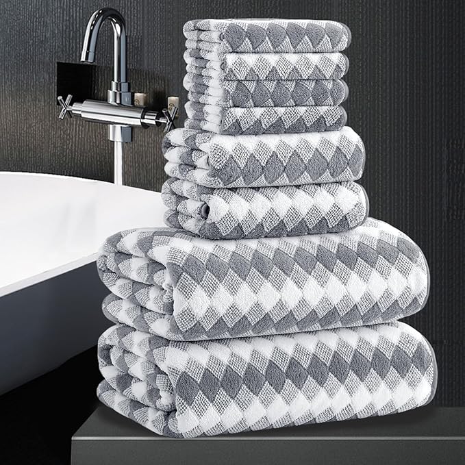 8 Piece Bathroom Towel Set Gray |2 Oversized Large Bath Towels Sheet, 2 Hand by MAGGEA