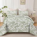 WONGS BEDDING Botanical Quilt Set California King Size, Sage Green 3 Pieces by WONGSBEDDING