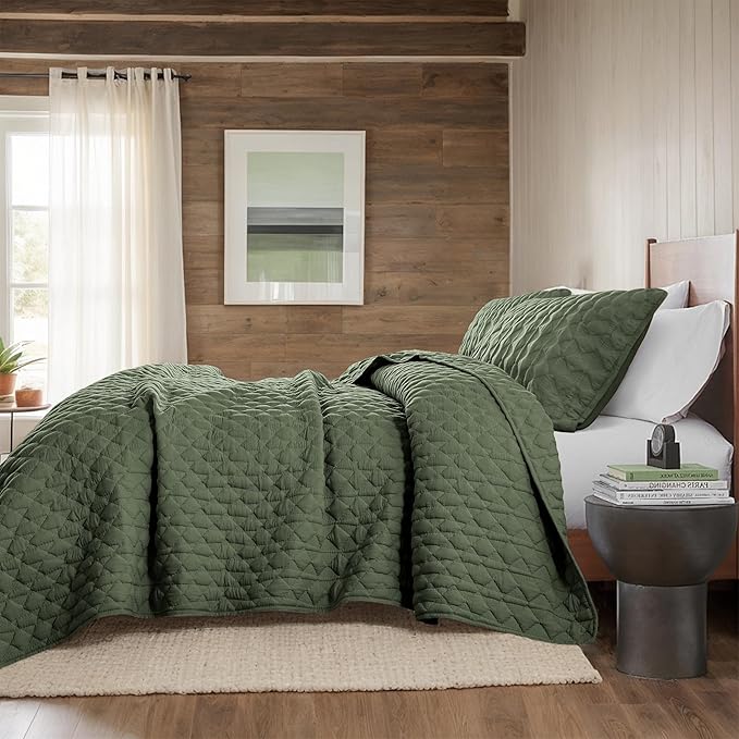 WDCOZY Olive Green Quilts Queen Size Bedding Set - Image 5