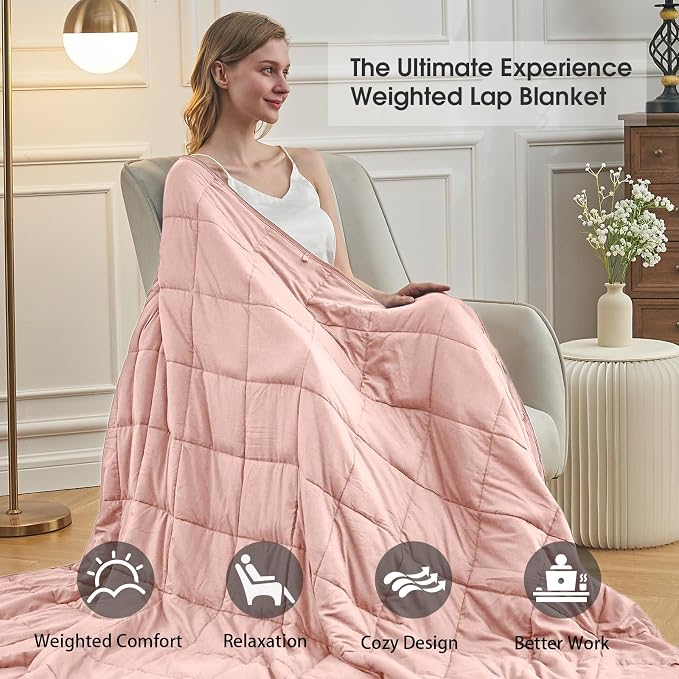 Pink Weighted Blanket for Adults 12lbs, Twin Full Size Cooling Heavy Throw - Image 4