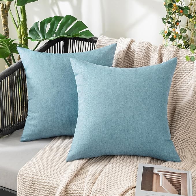 MIULEE Pack of 2 Decorative Outdoor Solid Waterproof Throw Pillow Covers Faux by MIULEE