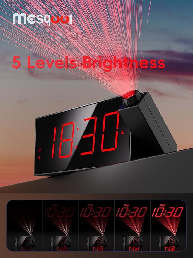 Mesqool Projection Alarm Clock, Digital Clock - Image 5