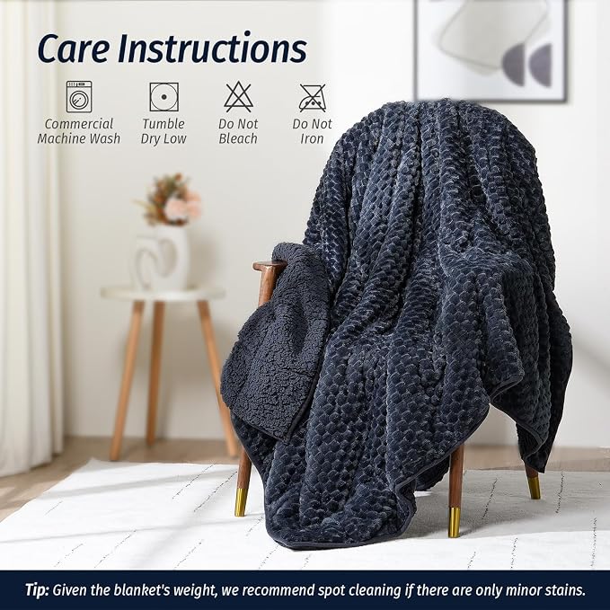 Wemore Fleece Weighted Blanket for Adults, Dual Sided Cozy Soft Sherpa Heavy - Image 6