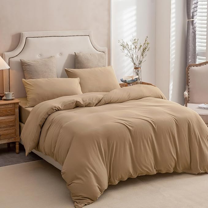 PURE ERA Jersey Knit Duvet Cover Set 100% T-Shirt Cotton Super Soft Comfy 3pc - Image 2