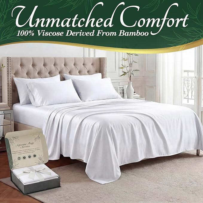 DECOLURE 100% Viscose Derived from Bamboo Sheets Twin Size - Image 2