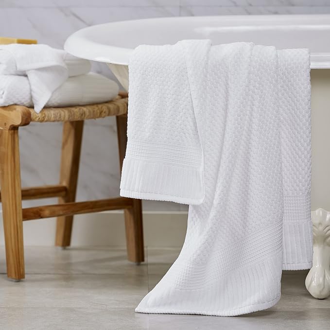 NY Loft 100% Cotton Bath Towel Set of 4 | White Towels | Oeko-TEX® Standard 100 - Image 8