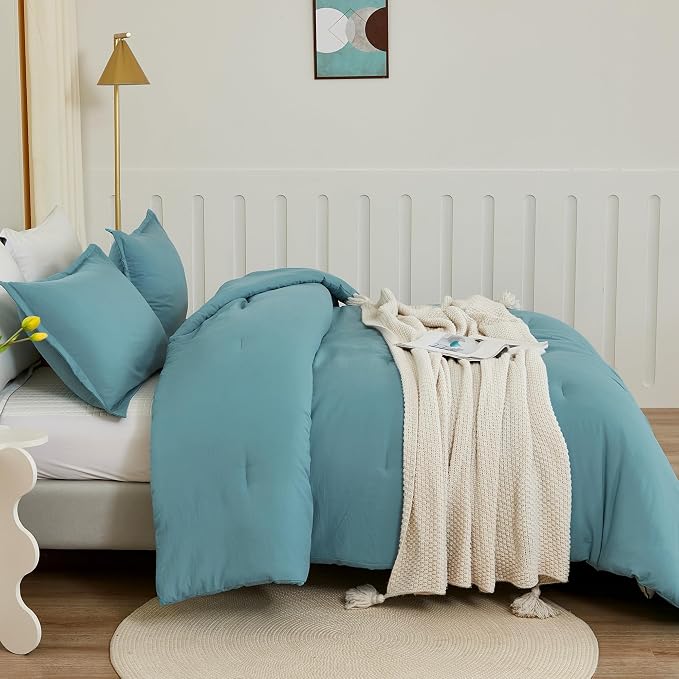 Litanika Comforters Grayish Teal Oversized Queen Size, 3 Pieces Lightweight - Image 7