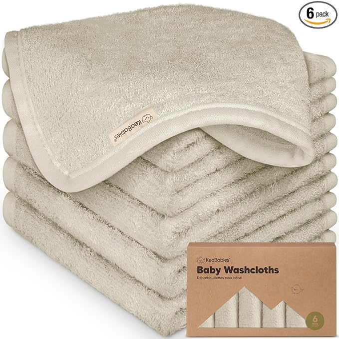 6-Pack Baby Washcloths – Soft Absorbent Viscose from Bamboo Washcloths by KeaBabies