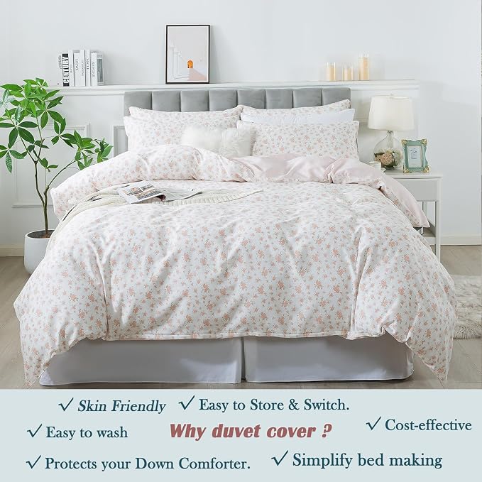 FADFAY Pink Floral Duvet Cover Set - Image 8