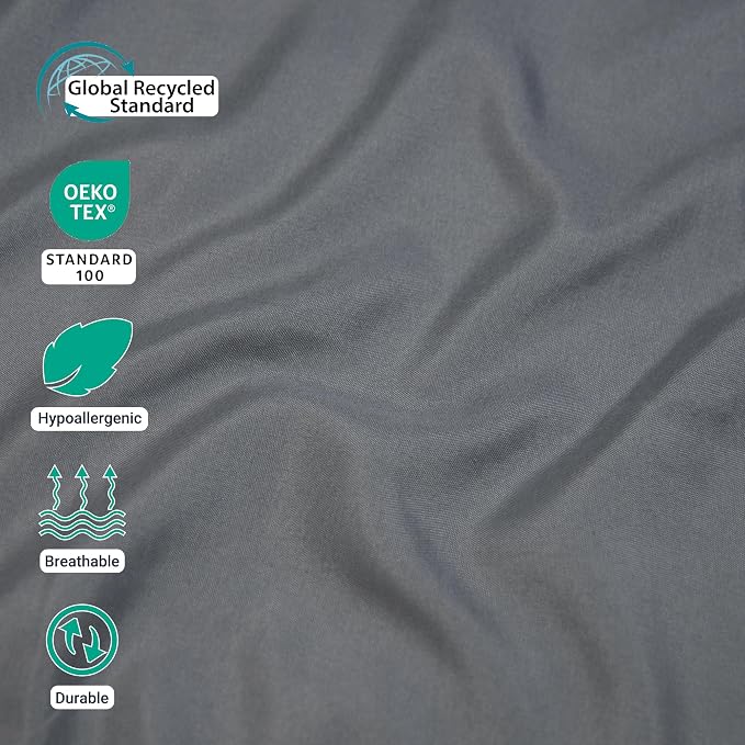 ZPECC King Flat Sheet Only 1 Pack, Durable Dark Gray Top Bed Sheets - Image 2