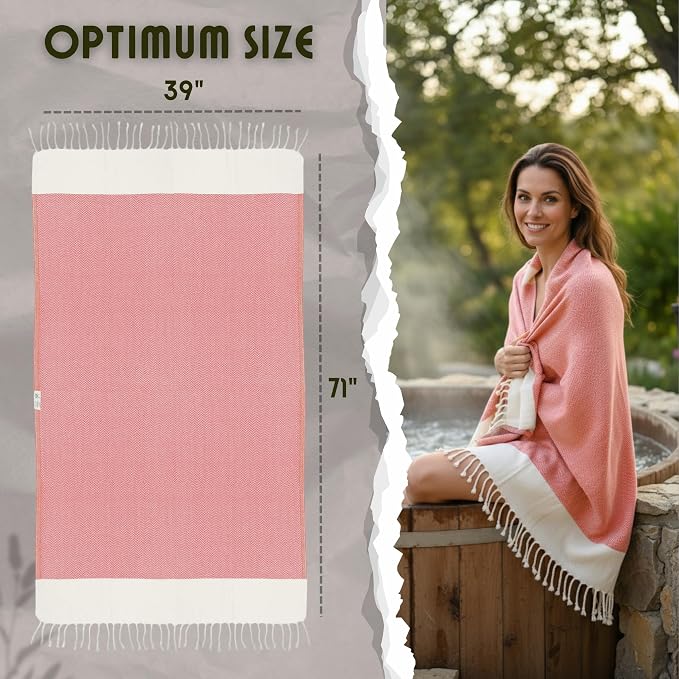 Bazaar Anatolia Turkish Beach Towel 100% Cotton Bath Towels 71x39 Quick Dry - Image 2