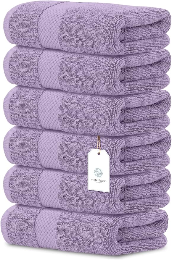 White Classic Luxury Lavender Hand Towels - Image 2