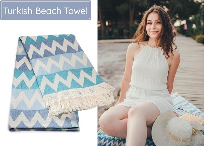 Premium Turkish Beach Towel – 100% Cotton, Quick Dry, Sand Free, Oversized - Image 5