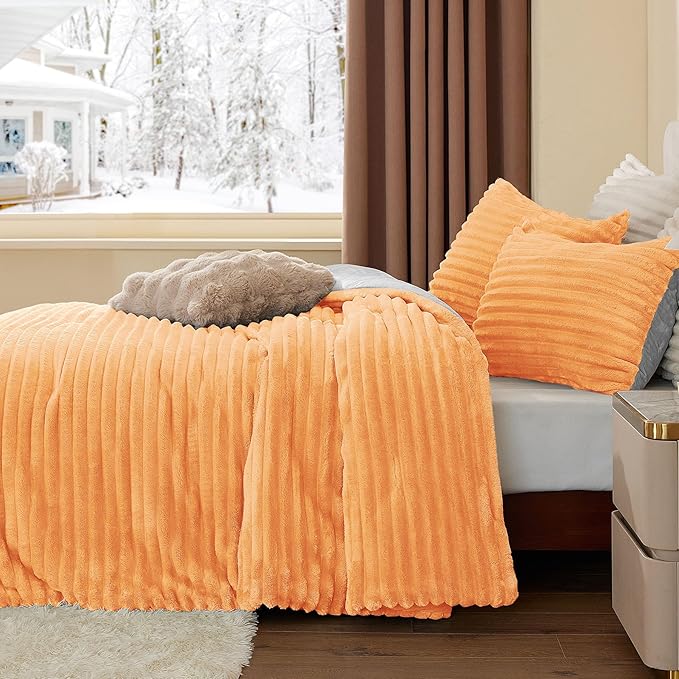 BEDELITE Fleece Queen Comforter Set -Super Soft & Warm Fluffy Coral Bedding - Image 5