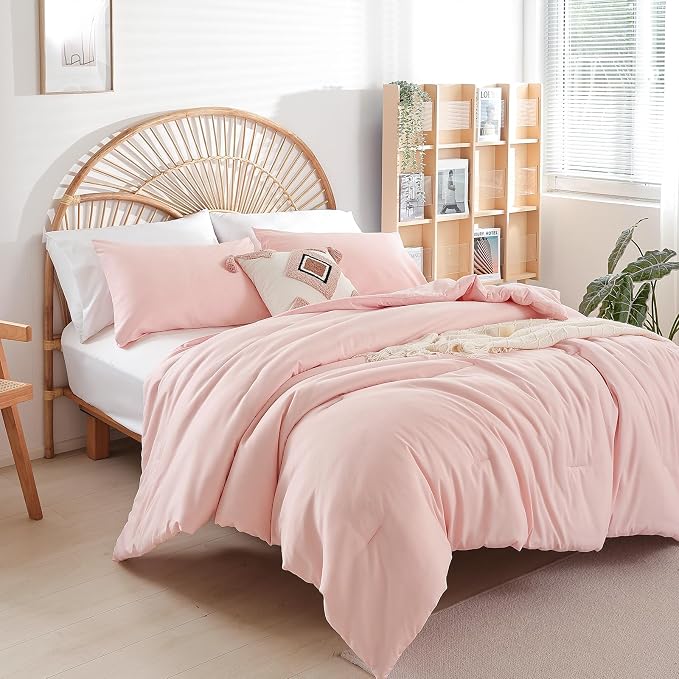 weigelia Pink Comforter Sets King Size Comforter Set 3 Piece Soft Microfiber by WEIGELIA