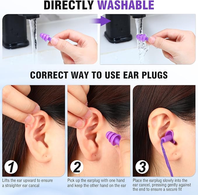 Tondiamo 200 Pairs Ear Plugs Reusable Silicone Earplugs - Image 5