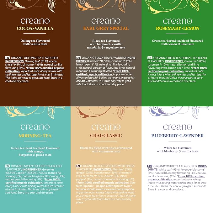 Creano Organic Tea Gift Set – 24 Organic Tea Bags in 6 Dreamy Varieties – 48 g* - Image 3