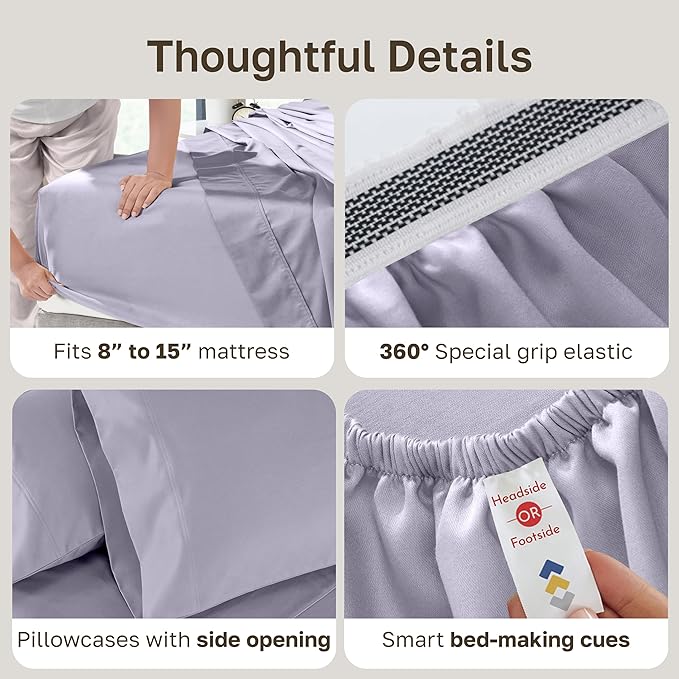 California Design Den 100% Cotton Sateen Split King Sheet Set - Image 5