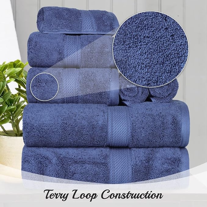 SUPERIOR Egyptian Cotton Pile 8 Piece Towel Set, Includes 2 Bath, 2 Hand - Image 10
