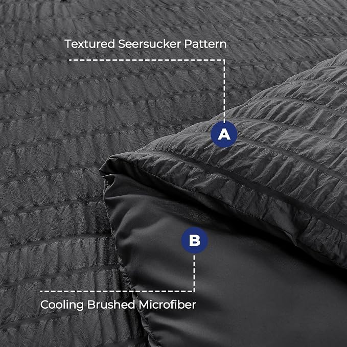 HYMOKEGE 7 Piece King Size Comforter Set Seersucker, All Season Luxury Bed in a - Image 4