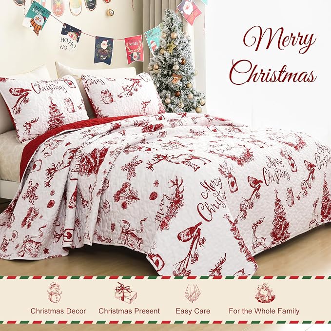 Exclusivo Mezcla Reversible Christmas Quilts Queen Size - Image 2