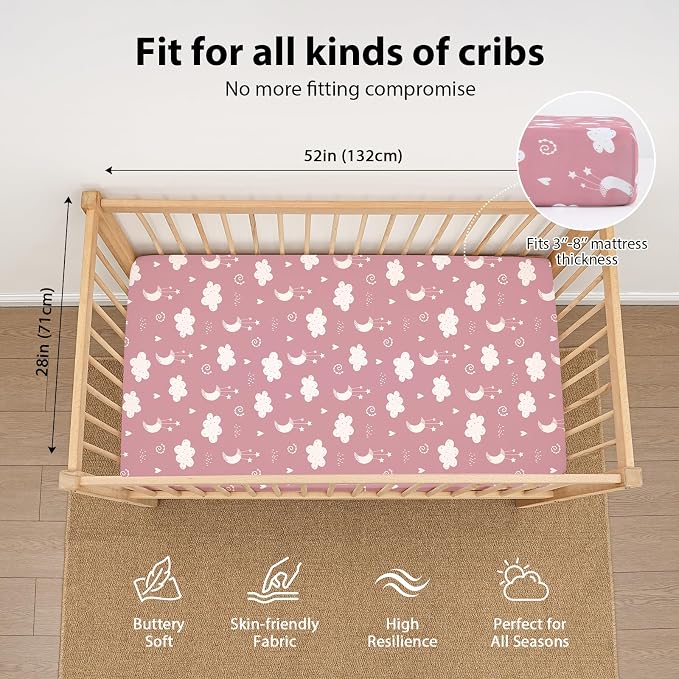 Baby Crib Sheets Girl, 3 Pack Toddler Bed Sheets Fit - Image 3
