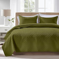 FLYMME Quilts Queen Size, Lightweight Olive Green Bedspreads, Basket Weave by FLYMME