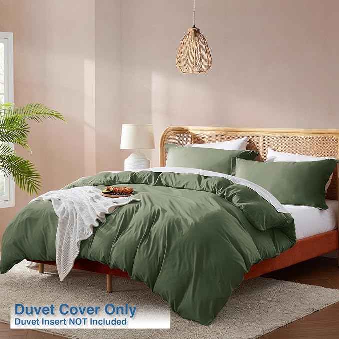Nestl Olive Green Duvet Cover Queen Size - Image 2