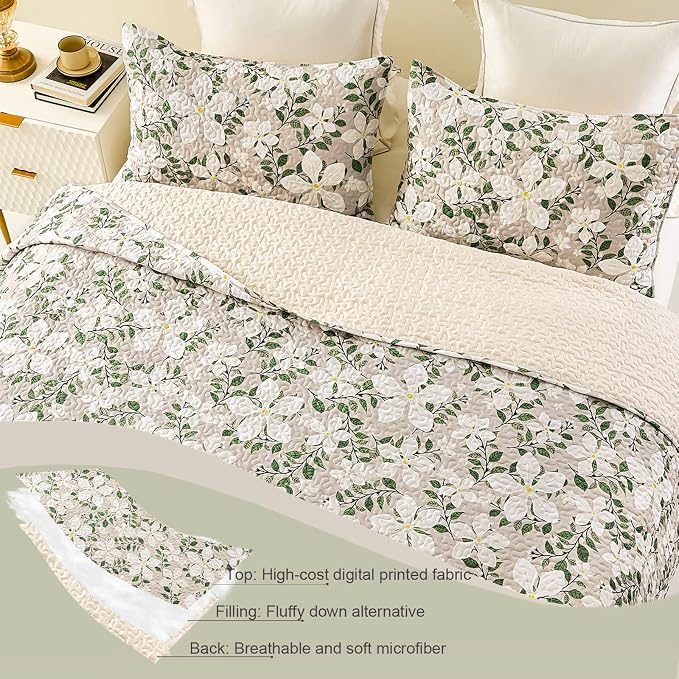 Whale Flotilla Reversible Printed Quilts Queen Size, Extra Soft Boho Floral - Image 4
