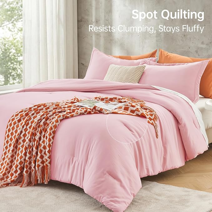 MUXHOMO Pink Queen Comforter Set, All Season Ultra Soft Down Alternative Bedding - Image 5