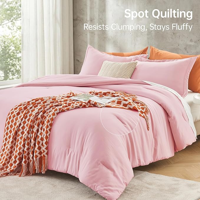 MUXHOMO Pink Twin/Twin XL Comforter Set, All Season Ultra Soft Down Alternative - Image 5