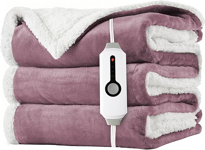 LaffyLo Heated Throw Blanket 50 x 60, Fast Heating Electric Blanket, Dual-Sided by LAFFYLO
