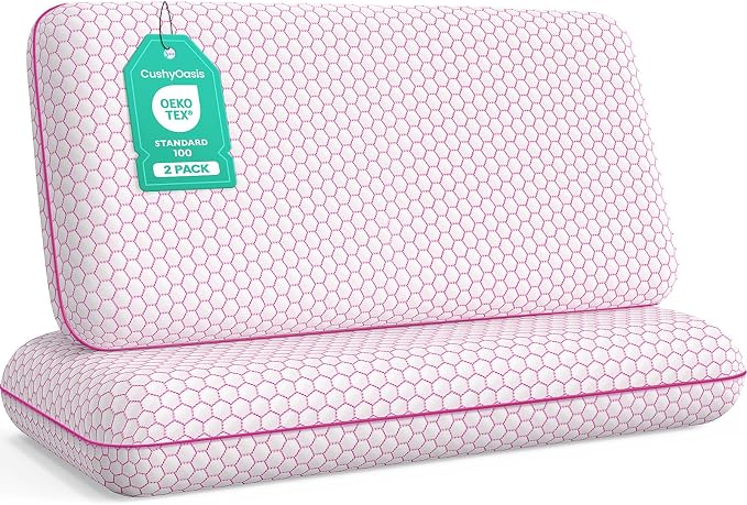 CushyOasis Memory Foam Pillows for Side, Back and Stomach Sleepers, Bed Pillow by CushyOasis